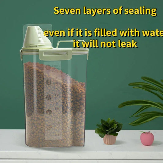 1.5kg/2kg Dog Cat Storage Tank + Measuring Cup