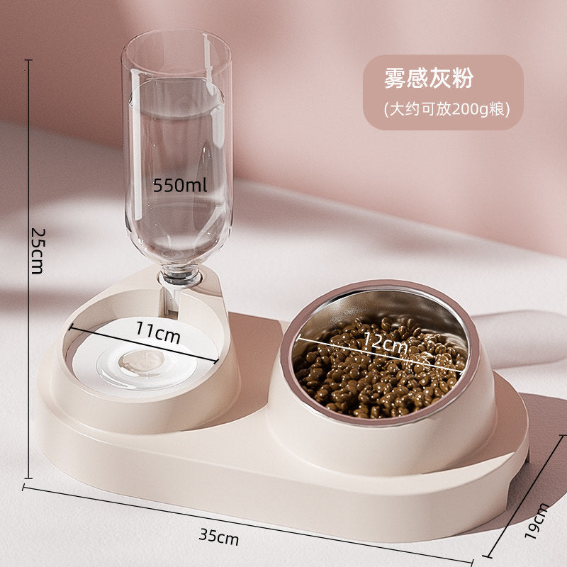 Cat Double Pet Bowl & Automatic Water Dispenser
