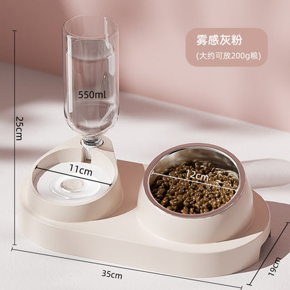 Cat Double Pet Bowl & Automatic Water Dispenser