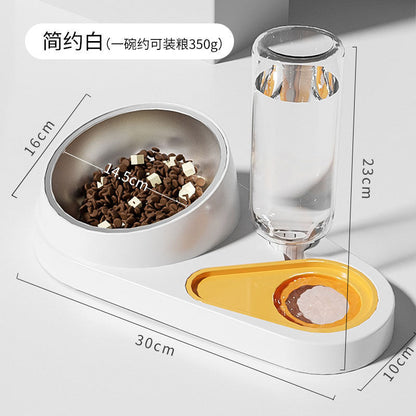 Cat Double Pet Bowl & Automatic Water Dispenser