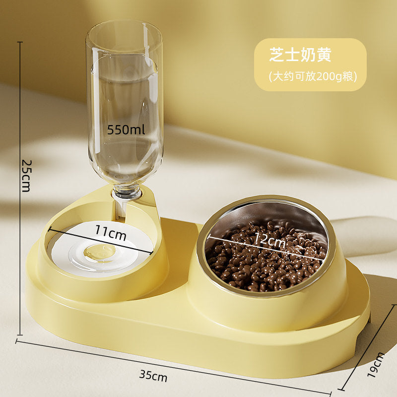 Cat Double Pet Bowl & Automatic Water Dispenser