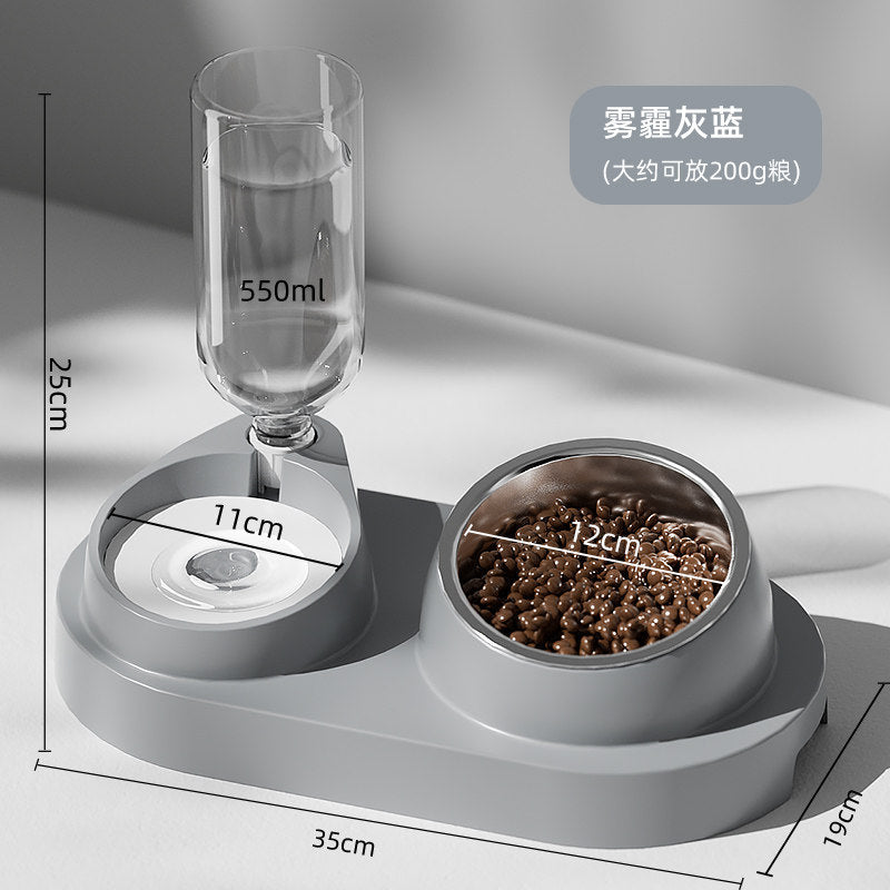 Cat Double Pet Bowl & Automatic Water Dispenser