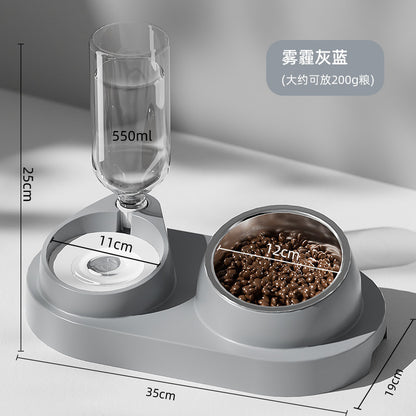 Cat Double Pet Bowl & Automatic Water Dispenser
