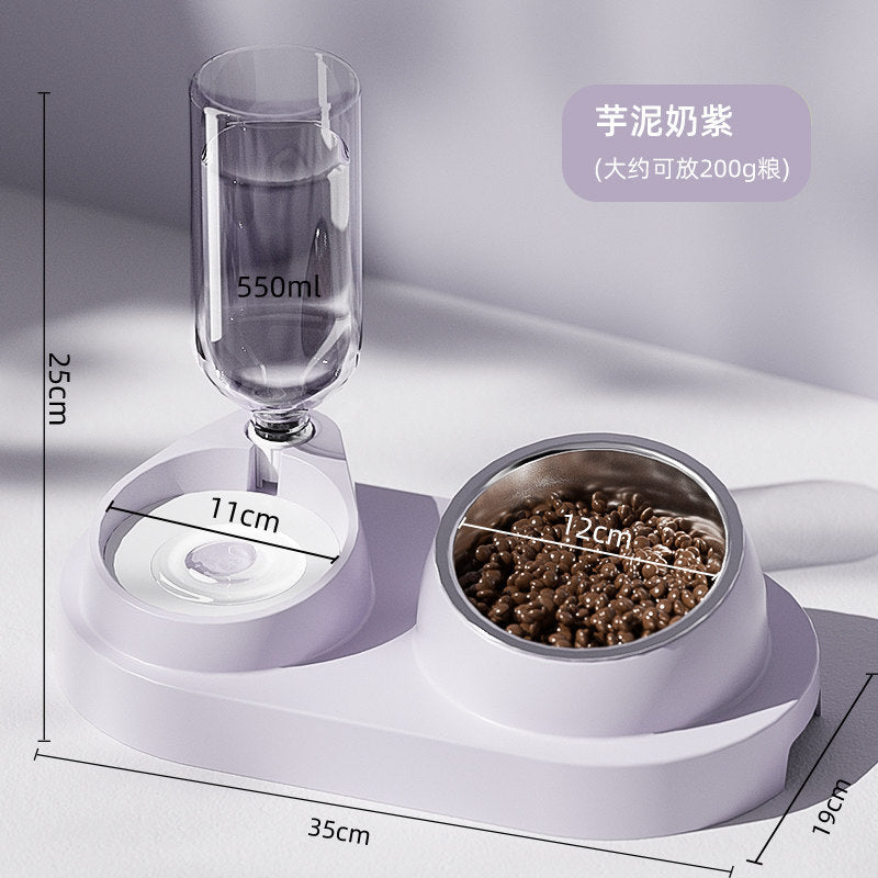 Cat Double Pet Bowl & Automatic Water Dispenser