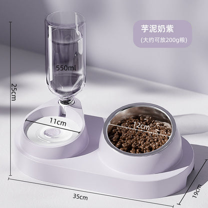 Cat Double Pet Bowl & Automatic Water Dispenser