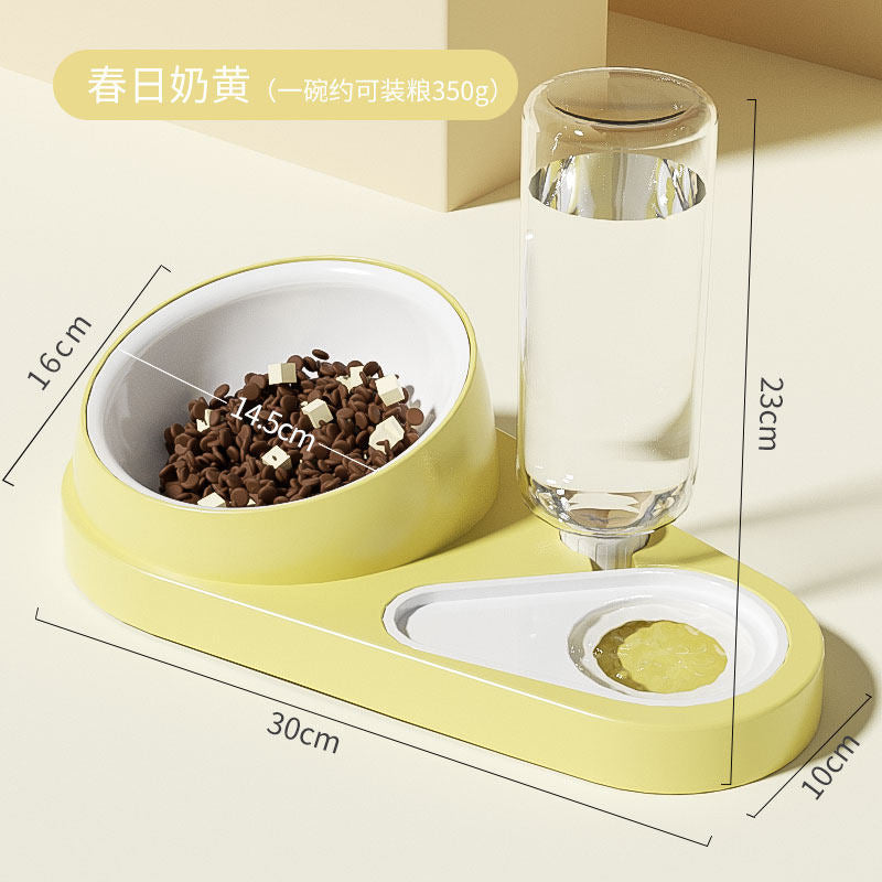 Cat Double Pet Bowl & Automatic Water Dispenser