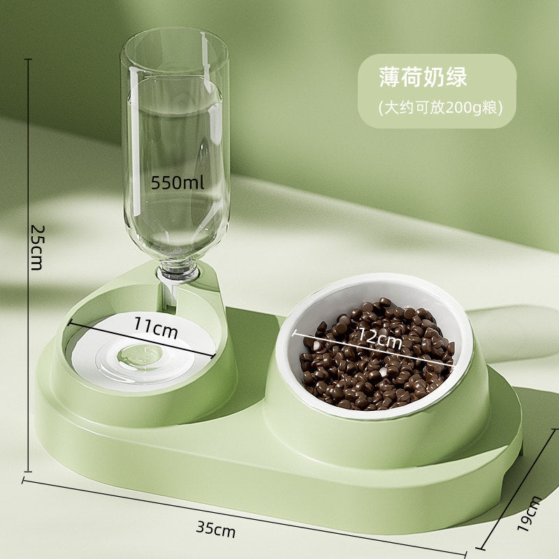 Cat Double Pet Bowl & Automatic Water Dispenser