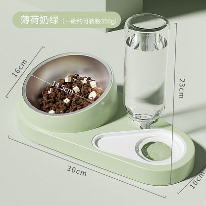 Cat Double Pet Bowl & Automatic Water Dispenser