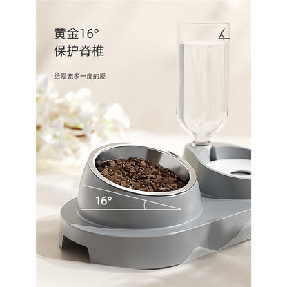 Cat Double Pet Bowl & Automatic Water Dispenser