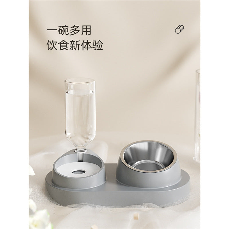 Cat Double Pet Bowl & Automatic Water Dispenser