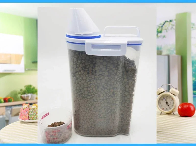1.5kg/2kg Dog Cat Storage Tank + Measuring Cup