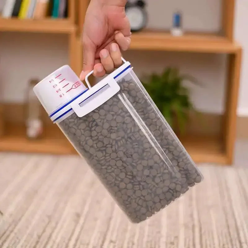 1.5kg/2kg Dog Cat Storage Tank + Measuring Cup