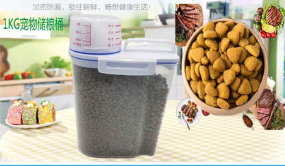 1.5kg/2kg Dog Cat Storage Tank + Measuring Cup