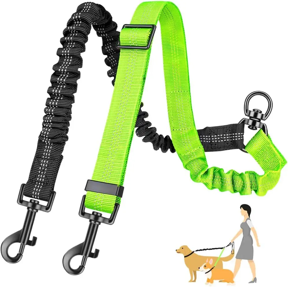 Dual Dog Leash Attachment – Adjustable & Shock Absorbing
