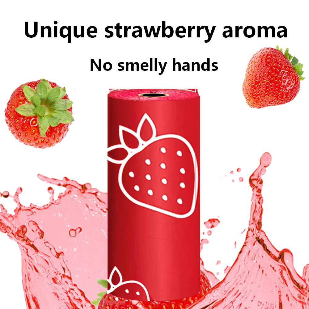 Strawberry Scented Biodegradable Dog Poop Bags