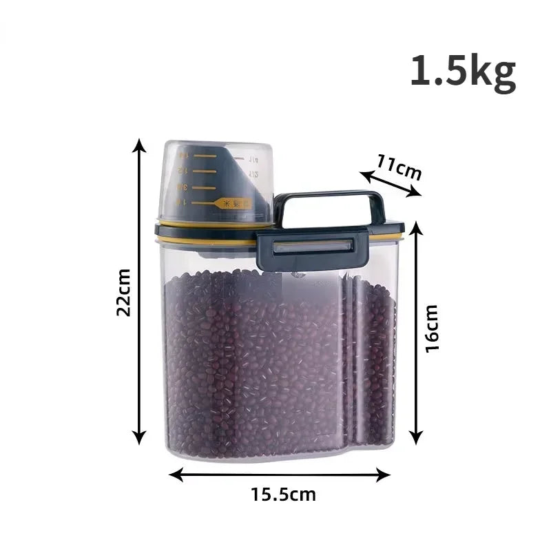 1.5kg/2kg Dog Cat Storage Tank + Measuring Cup