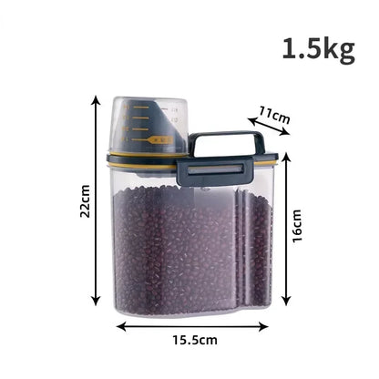 1.5kg/2kg Dog Cat Storage Tank + Measuring Cup
