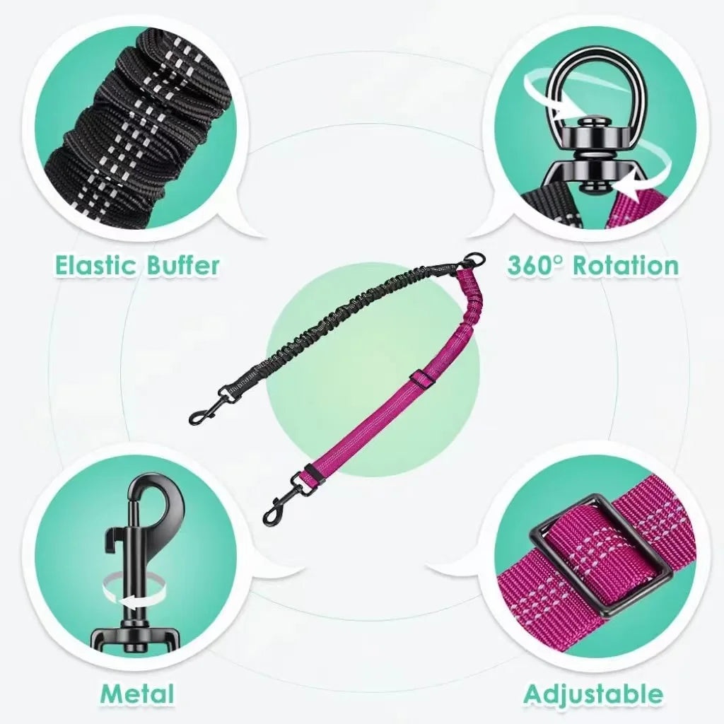 Dual Dog Leash Attachment – Adjustable & Shock Absorbing