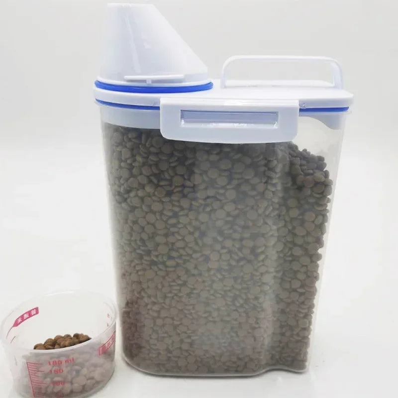 1.5kg/2kg Dog Cat Storage Tank + Measuring Cup