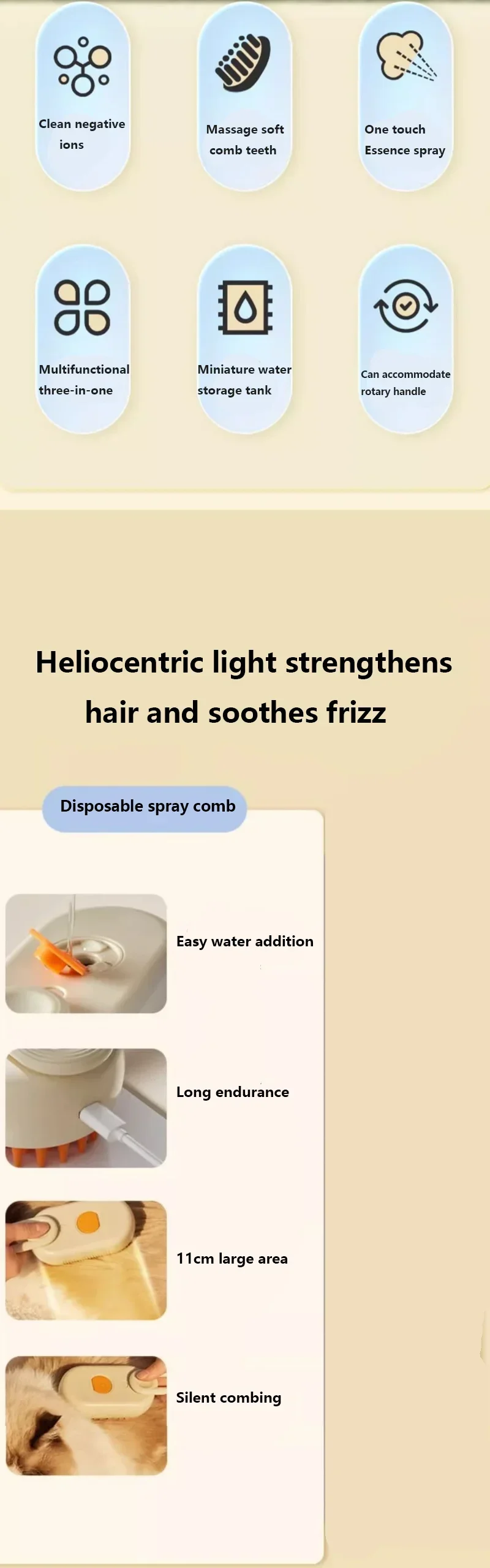 Luxury Steam Spray Pet Grooming Comb