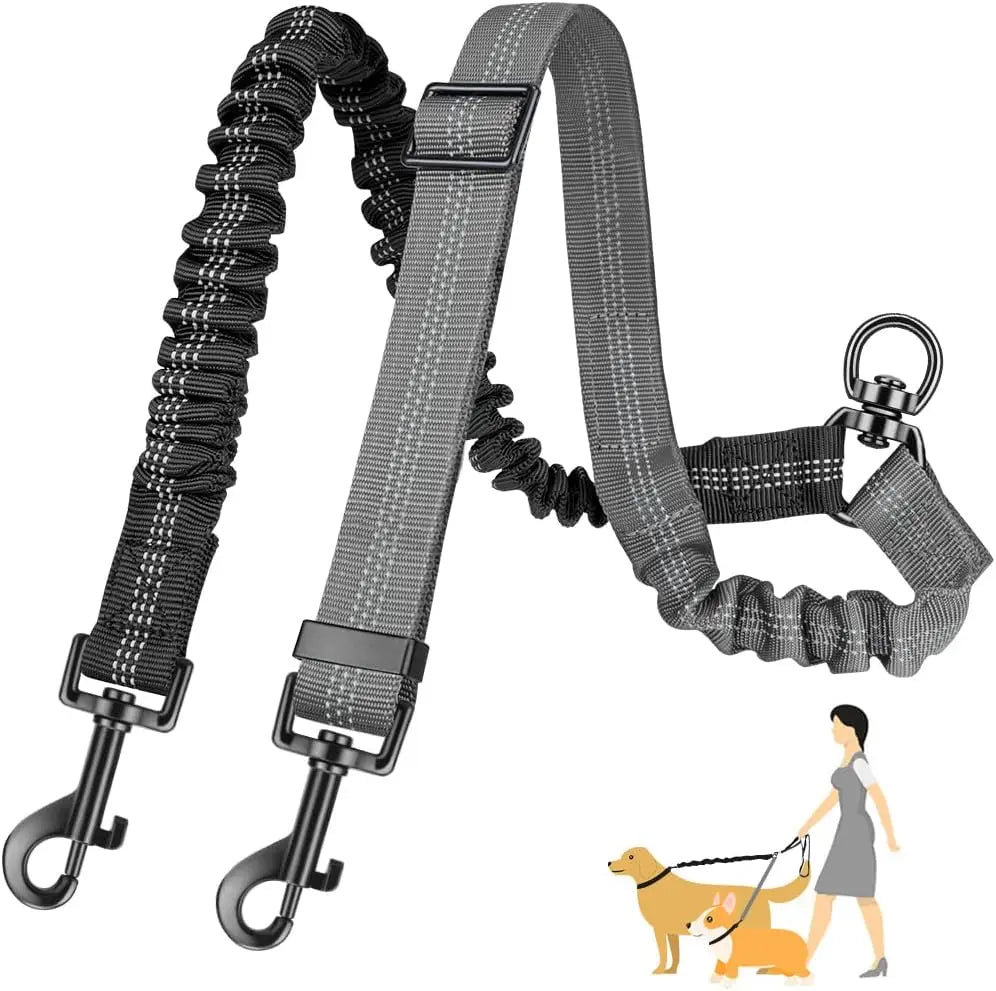 Dual Dog Leash Attachment – Adjustable & Shock Absorbing