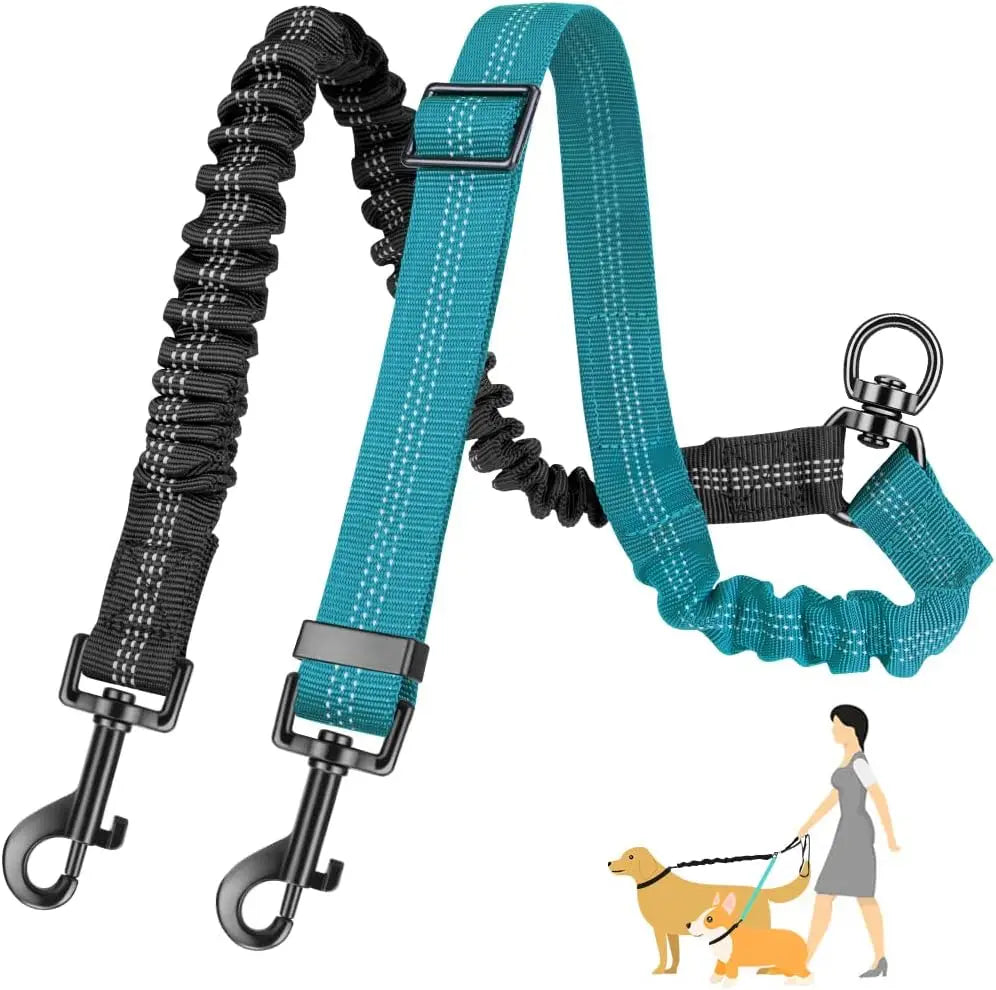 Dual Dog Leash Attachment – Adjustable & Shock Absorbing