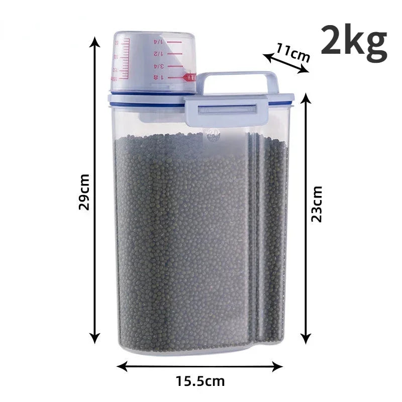 1.5kg/2kg Dog Cat Storage Tank + Measuring Cup