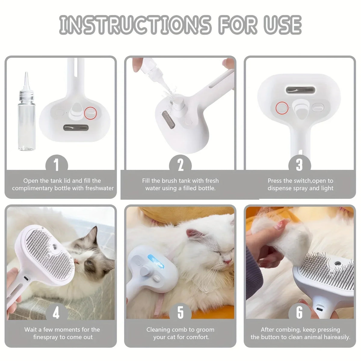 Luxury Steam Spray Pet Grooming Comb