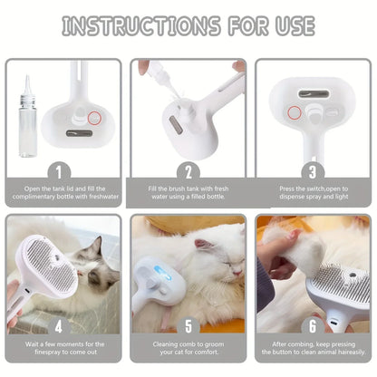 Luxury Steam Spray Pet Grooming Comb