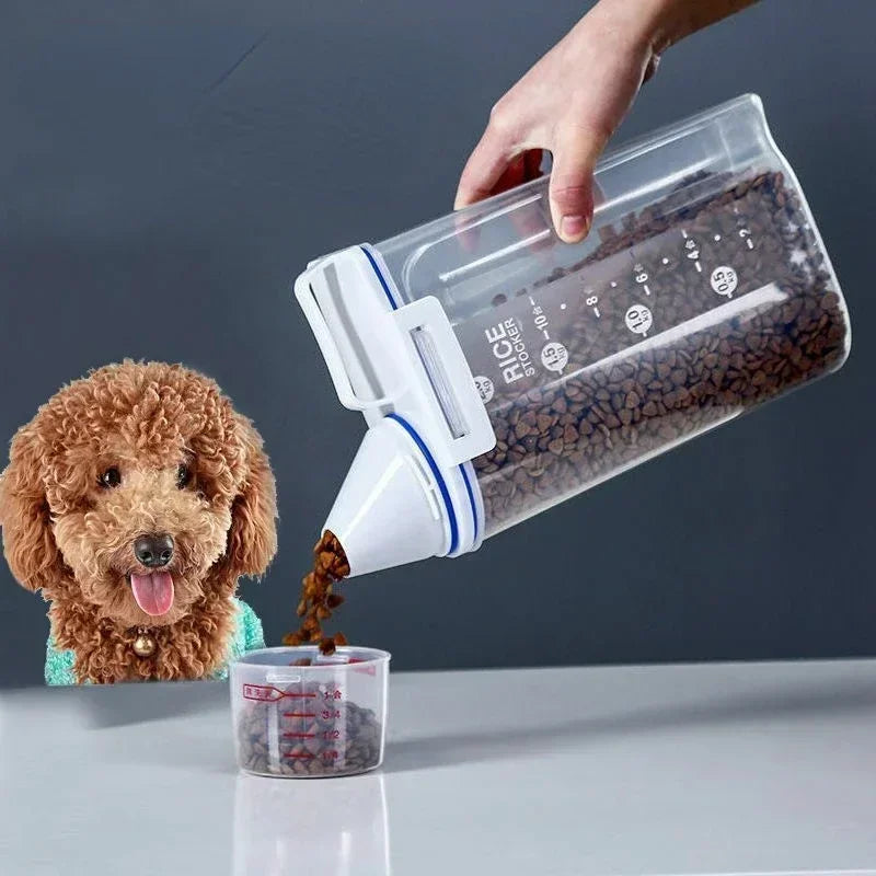 1.5kg/2kg Dog Cat Storage Tank + Measuring Cup